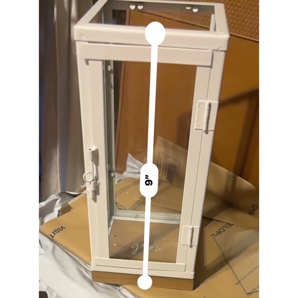 Hobby Lobby Abode & Fettle White Metal Wood Grow Lantern 11in Candle Holder